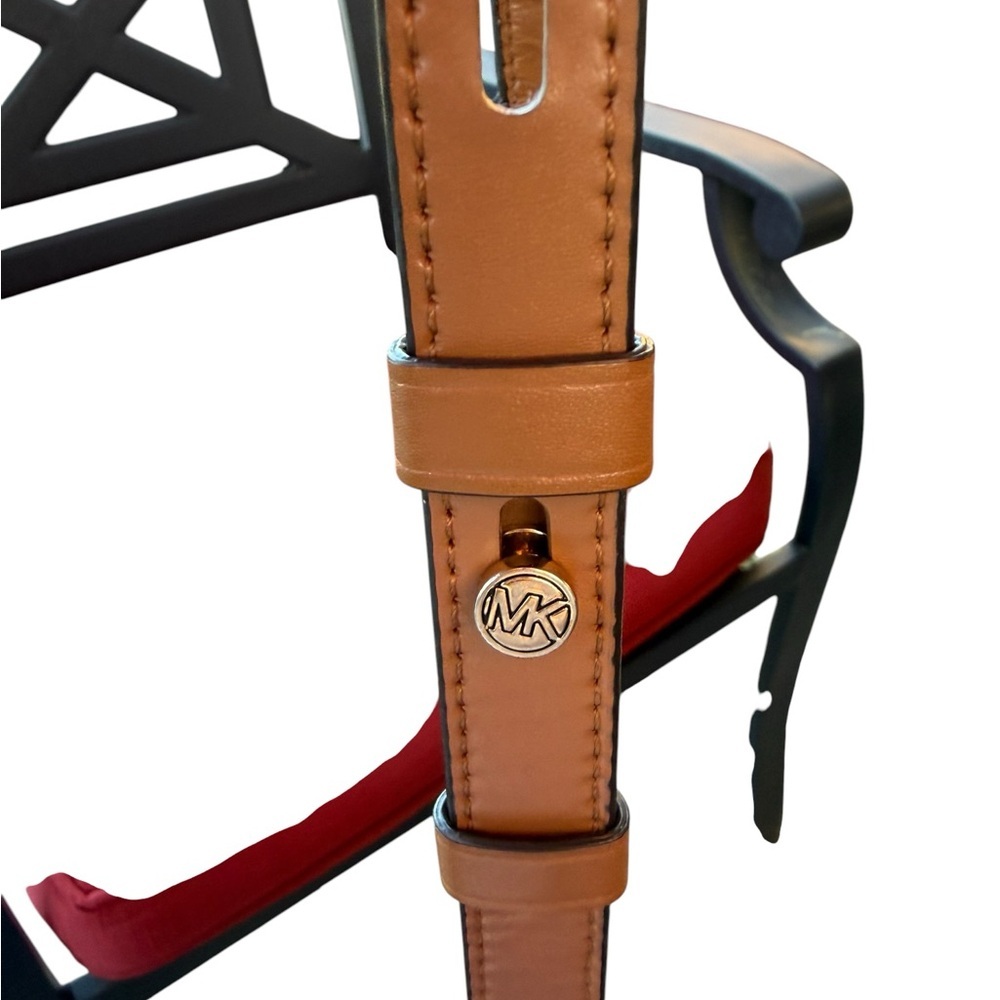 Michael Kors Wristlet Wallet Brown MK Logo PVC Leather Trim Strap Zip Clutch - Picture 10 of 14